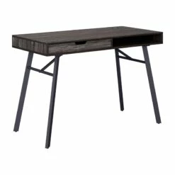 Pemberly Row Contemporary Gray Wood Grain Finish Desk With Drawer -CYMAX Sales 2774327 2 L