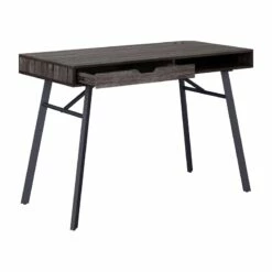 Pemberly Row Contemporary Gray Wood Grain Finish Desk With Drawer -CYMAX Sales 2774327 3 L