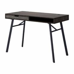 Pemberly Row Contemporary Gray Wood Grain Finish Desk With Drawer -CYMAX Sales 2774327 5 L