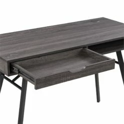 Pemberly Row Contemporary Gray Wood Grain Finish Desk With Drawer -CYMAX Sales 2774327 9 L