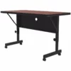 Pemberly Row 24"W X 48"D Metal & Wood Flip Top Table W/ Casters In Cherry/Black