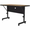 Pemberly Row 24"W X 48"D Metal & Wood Flip Top Table In Medium Oak/Black