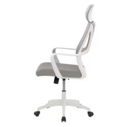 Pemberly Row Contemporary Fabric Mesh Back Gray And White Office Chair -CYMAX Sales 2774423 13 L