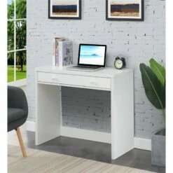 Pemberly Row Contemporary 36-inch Desk With Drawer In White Wood Finish 10 Pemberly Row Contemporary 36-inch Desk With Drawer In White Wood Finish -CYMAX Sales 2774445 1 L