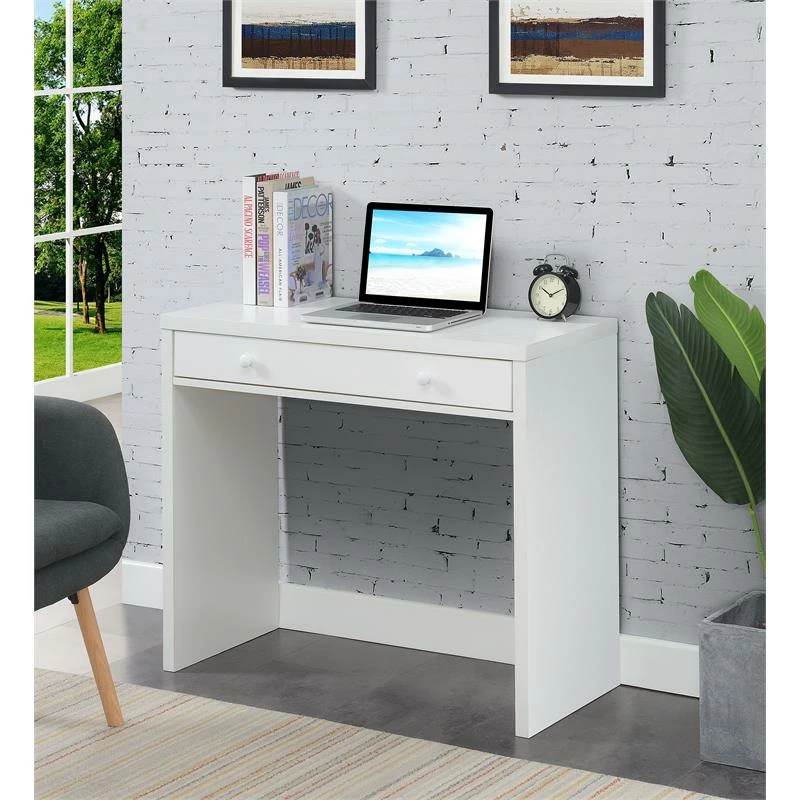 Pemberly Row Contemporary 36-inch Desk With Drawer In White Wood Finish 4 Pemberly Row Contemporary 36-inch Desk With Drawer In White Wood Finish - Image 2