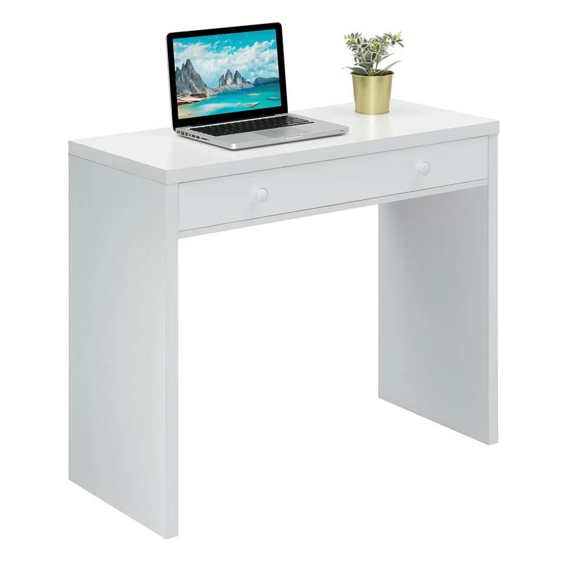 Pemberly Row Contemporary 36-inch Desk With Drawer In White Wood Finish 5 Pemberly Row Contemporary 36-inch Desk With Drawer In White Wood Finish - Image 3