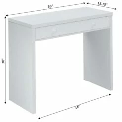 Pemberly Row Contemporary 36-inch Desk With Drawer In White Wood Finish 12 Pemberly Row Contemporary 36-inch Desk With Drawer In White Wood Finish -CYMAX Sales 2774445 3 L