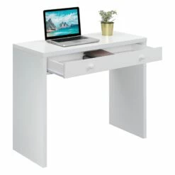 Pemberly Row Contemporary 36-inch Desk With Drawer In White Wood Finish 14 Pemberly Row Contemporary 36-inch Desk With Drawer In White Wood Finish -CYMAX Sales 2774445 5 L