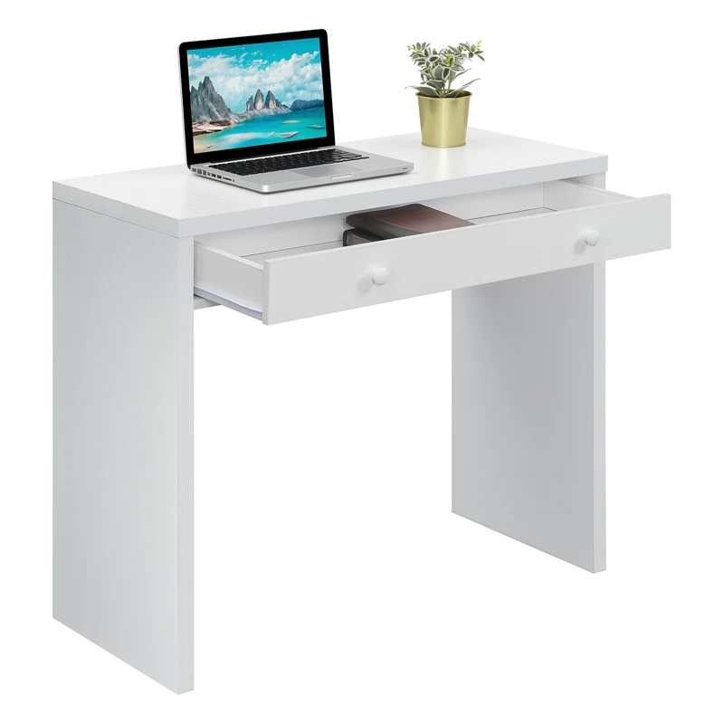 Pemberly Row Contemporary 36-inch Desk With Drawer In White Wood Finish 8 Pemberly Row Contemporary 36-inch Desk With Drawer In White Wood Finish - Image 6