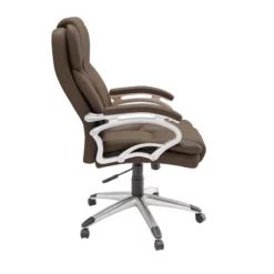 Pemberly Row Leon Caramel Brown Fabric Upholstered Executive Office Chair -CYMAX Sales 2774449 10 L