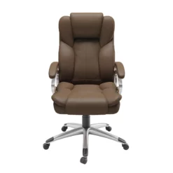Pemberly Row Leon Caramel Brown Fabric Upholstered Executive Office Chair -CYMAX Sales 2774449 11 L