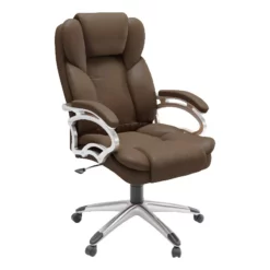Pemberly Row Leon Caramel Brown Fabric Upholstered Executive Office Chair