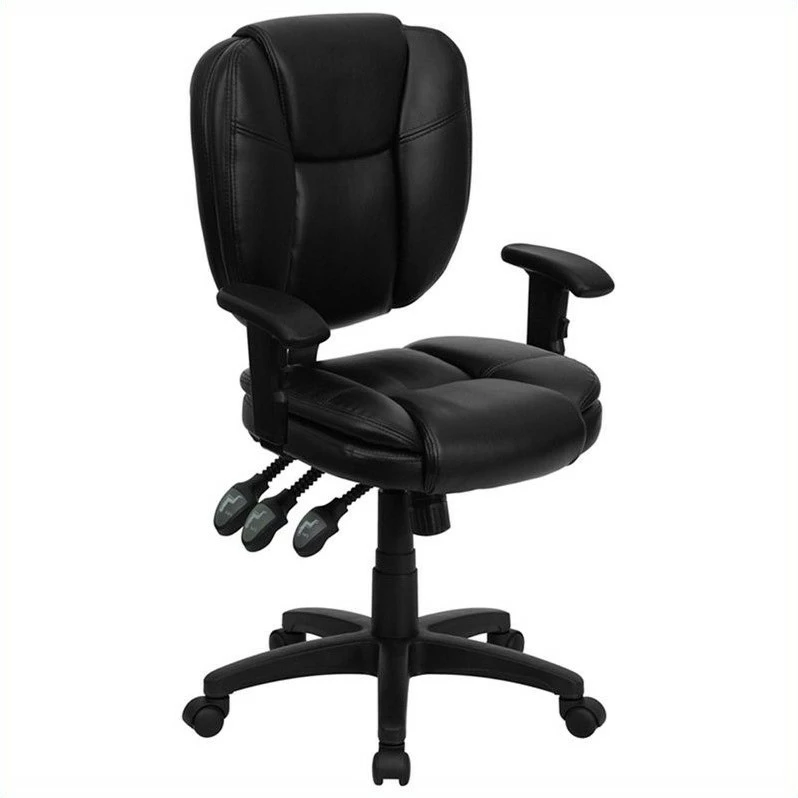 Pemberly Row Mid Back Ergonomic Task Office Chair With Arms In Black 4 Pemberly Row Mid Back Ergonomic Task Office Chair With Arms In Black - Image 2