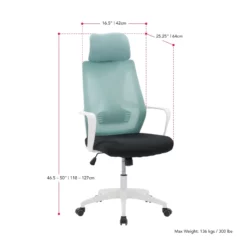 Pemberly Row Fabric Mesh Back Teal Blue And Black Office Chair 22 Pemberly Row Fabric Mesh Back Teal Blue And Black Office Chair -CYMAX Sales 2774467 5 L