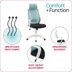 Pemberly Row Fabric Mesh Back Teal Blue And Black Office Chair 24 Pemberly Row Fabric Mesh Back Teal Blue And Black Office Chair -CYMAX Sales 2774467 7 L