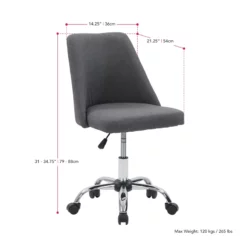 Pemberly Row Fabric Upholstered Armless Task Chair In Dark Gray -CYMAX Sales 2774487 4 L