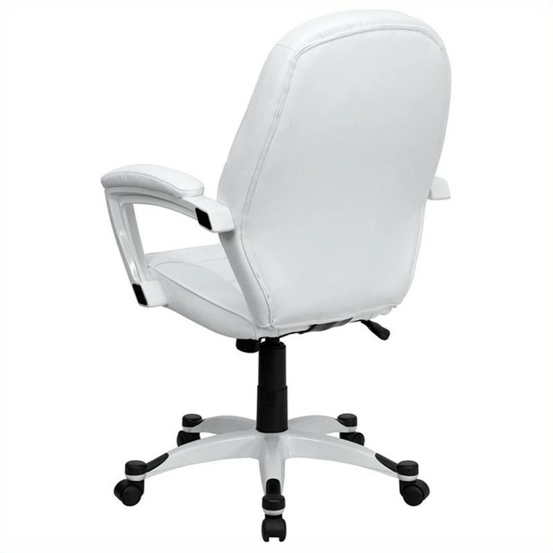 Pemberly Row Mid-Back Leather Executive Office Chair In White 4 Pemberly Row Mid-Back Leather Executive Office Chair In White - Image 2