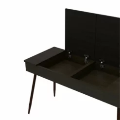 Pemberly Row Contemporary Composite Wood Modern Writing Desk - Black -CYMAX Sales 2774552 4 L