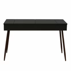 Pemberly Row Contemporary Composite Wood Modern Writing Desk - Black -CYMAX Sales 2774552 5 L