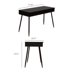 Pemberly Row Contemporary Composite Wood Modern Writing Desk - Black -CYMAX Sales 2774552 6 L