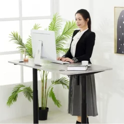 Pemberly Row Contemporary 60" Metal And Wood Standing Desk In Gray -CYMAX Sales 2774589 6 L