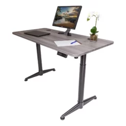 Pemberly Row Contemporary 60" Metal And Wood Standing Desk In Gray