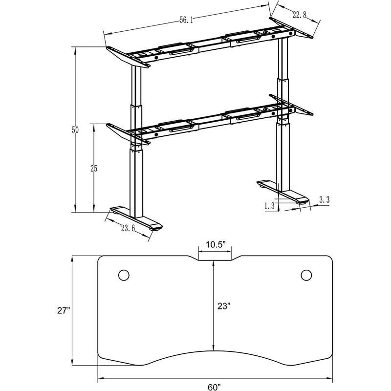 Pemberly Row 60" Modern Metal And Wood Standing Desk In Bamboo 8 Pemberly Row 60" Modern Metal And Wood Standing Desk In Bamboo - Image 6