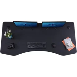 Pemberly Row 60" Modern Metal And Wood Standing Desk In Black 10 Pemberly Row 60" Modern Metal And Wood Standing Desk In Black -CYMAX Sales 2774592 2 L