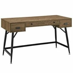 Pemberly Row Modern Wood & Steel Office Desk In Walnut/Black