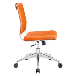 Pemberly Row Modern Vinyl Armless Mid Back Office Chair In Orange -CYMAX Sales 2774601 5 L