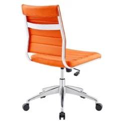 Pemberly Row Modern Vinyl Armless Mid Back Office Chair In Orange -CYMAX Sales 2774601 6 L