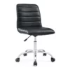 Pemberly Row Modern Vinyl Armless Mid Back Office Chair In Black