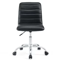 Pemberly Row Modern Vinyl Armless Mid Back Office Chair In Black 9 Pemberly Row Modern Vinyl Armless Mid Back Office Chair In Black -CYMAX Sales 2774602 6 L
