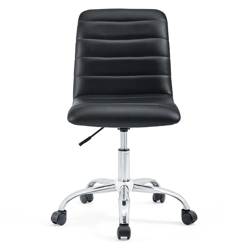 Pemberly Row Modern Vinyl Armless Mid Back Office Chair In Black 5 Pemberly Row Modern Vinyl Armless Mid Back Office Chair In Black - Image 3
