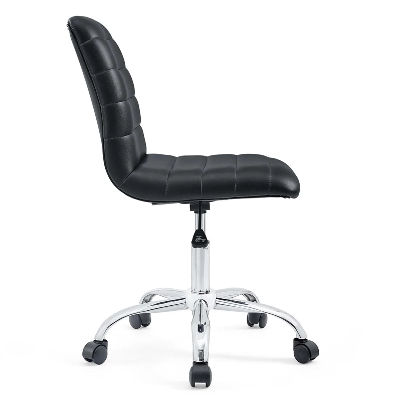 Pemberly Row Modern Vinyl Armless Mid Back Office Chair In Black 6 Pemberly Row Modern Vinyl Armless Mid Back Office Chair In Black - Image 4
