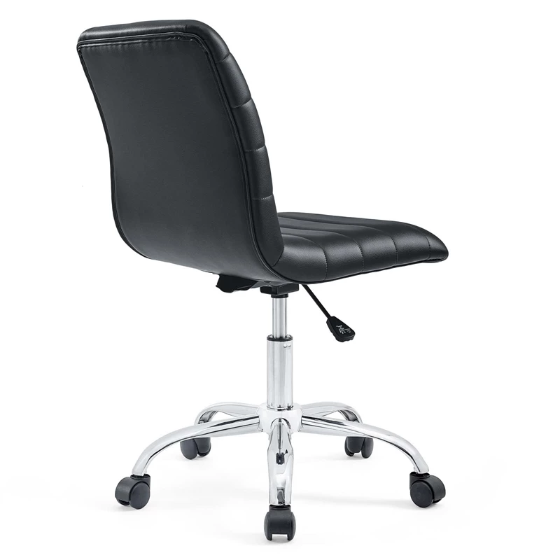 Pemberly Row Modern Vinyl Armless Mid Back Office Chair In Black 7 Pemberly Row Modern Vinyl Armless Mid Back Office Chair In Black - Image 5