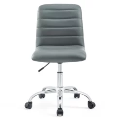 Pemberly Row Modern Vinyl Armless Mid Back Office Chair In Gray -CYMAX Sales 2774603 6 L
