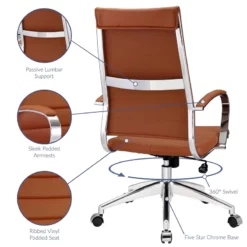 Pemberly Row Modern Style Vinyl And Aluminum Highback Office Chair In Terracotta -CYMAX Sales 2774611 4 L