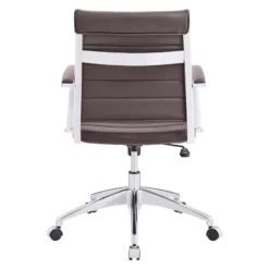 Pemberly Row Modern Mid Back Vinyl & Aluminum Office Chair In Brown/Chrome -CYMAX Sales 2774612 4 L