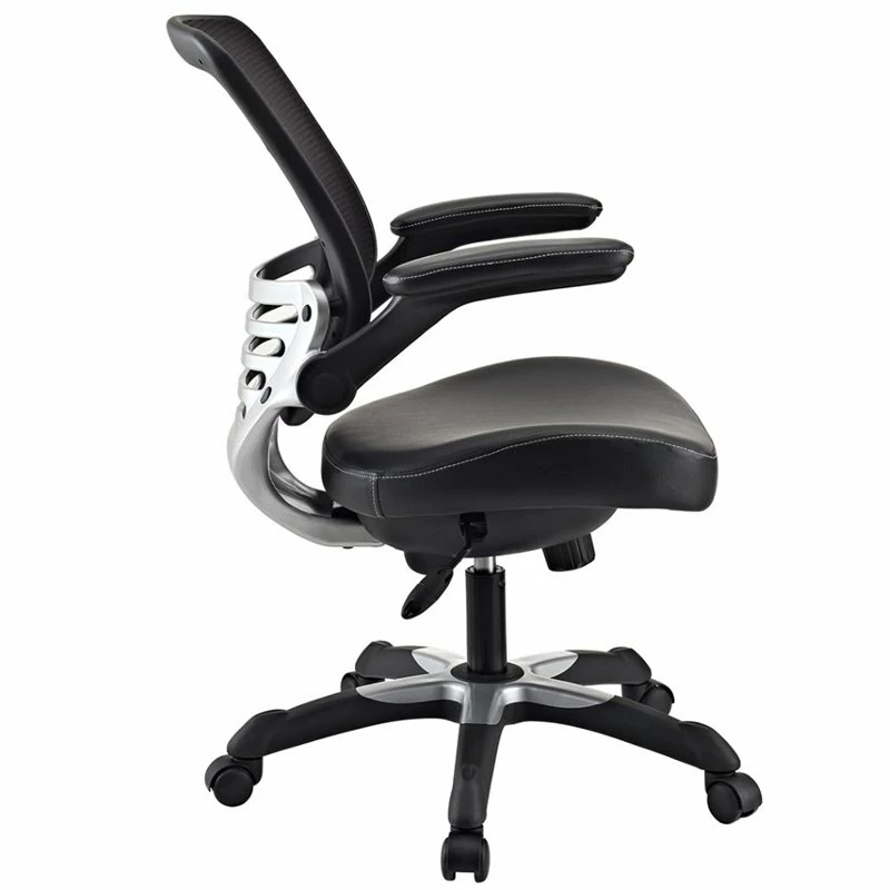 Pemberly Row Modern Style Leatherette Office Chair - Black Finish 4 Pemberly Row Modern Style Leatherette Office Chair - Black Finish - Image 2