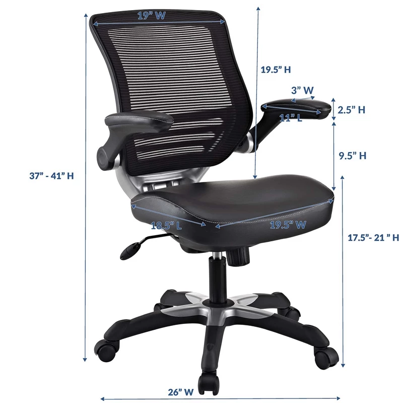 Pemberly Row Modern Style Leatherette Office Chair - Black Finish 8 Pemberly Row Modern Style Leatherette Office Chair - Black Finish - Image 6