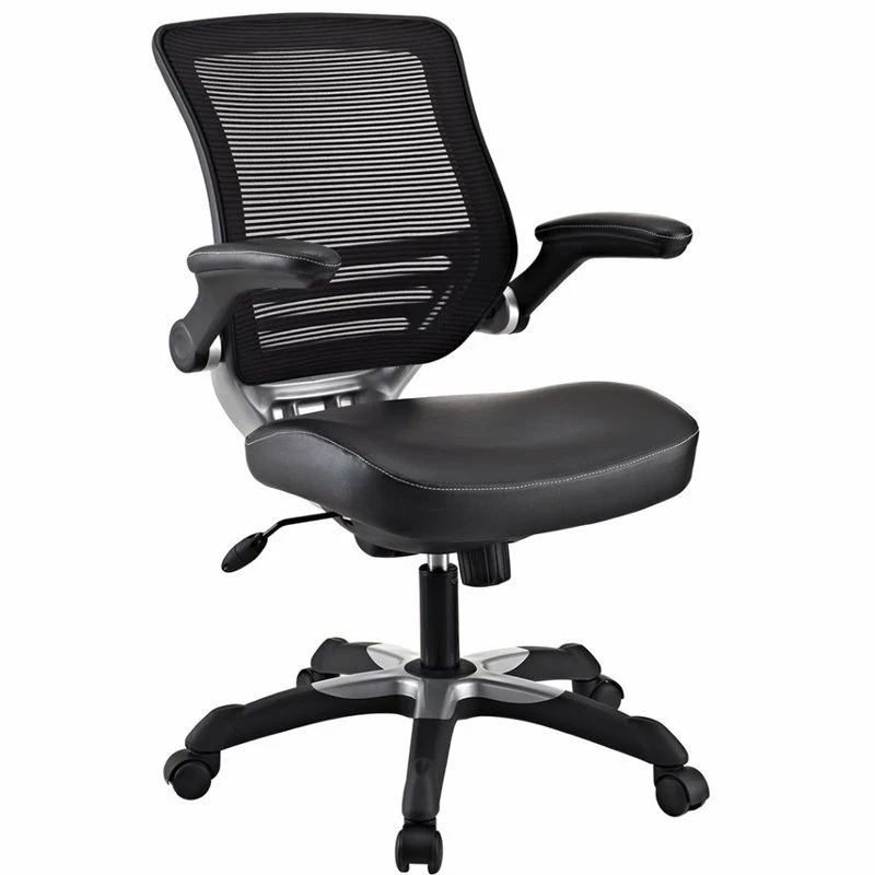 Pemberly Row Modern Style Leatherette Office Chair - Black Finish 3 Pemberly Row Modern Style Leatherette Office Chair - Black Finish