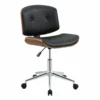 Pemberly Row Faux Leather Tufted Swivel Office Chair In Black And Walnut -CYMAX Sales 2774627 L