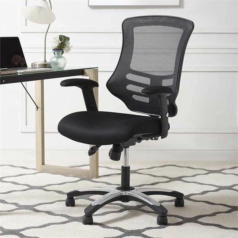Pemberly Row Adjustable Swivel Mesh Fabric Office Chair In Black 4 Pemberly Row Adjustable Swivel Mesh Fabric Office Chair In Black - Image 2