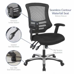 Pemberly Row Adjustable Swivel Mesh Fabric Office Chair In Black 14 Pemberly Row Adjustable Swivel Mesh Fabric Office Chair In Black -CYMAX Sales 2774641 5 L
