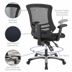 Pemberly Row Adjustable Swivel Mesh Fabric Office Chair In Black 15 Pemberly Row Adjustable Swivel Mesh Fabric Office Chair In Black -CYMAX Sales 2774641 6 L
