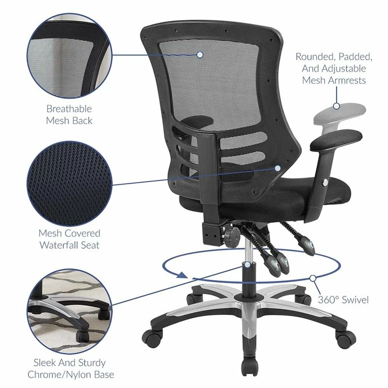 Pemberly Row Adjustable Swivel Mesh Fabric Office Chair In Black 9 Pemberly Row Adjustable Swivel Mesh Fabric Office Chair In Black - Image 7