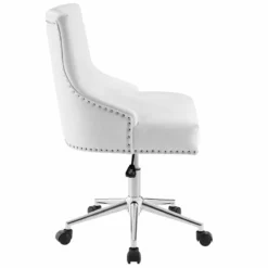 Pemberly Row Tufted Button Swivel Faux Leather Office Chair In White -CYMAX Sales 2774659 11 L