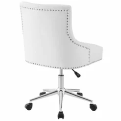 Pemberly Row Tufted Button Swivel Faux Leather Office Chair In White -CYMAX Sales 2774659 12 L