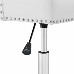 Pemberly Row Tufted Button Swivel Faux Leather Office Chair In White -CYMAX Sales 2774659 14 L